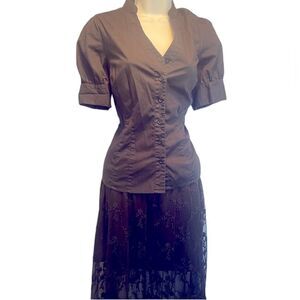 AB Studio Vintage Style Button down top Corporate Goth